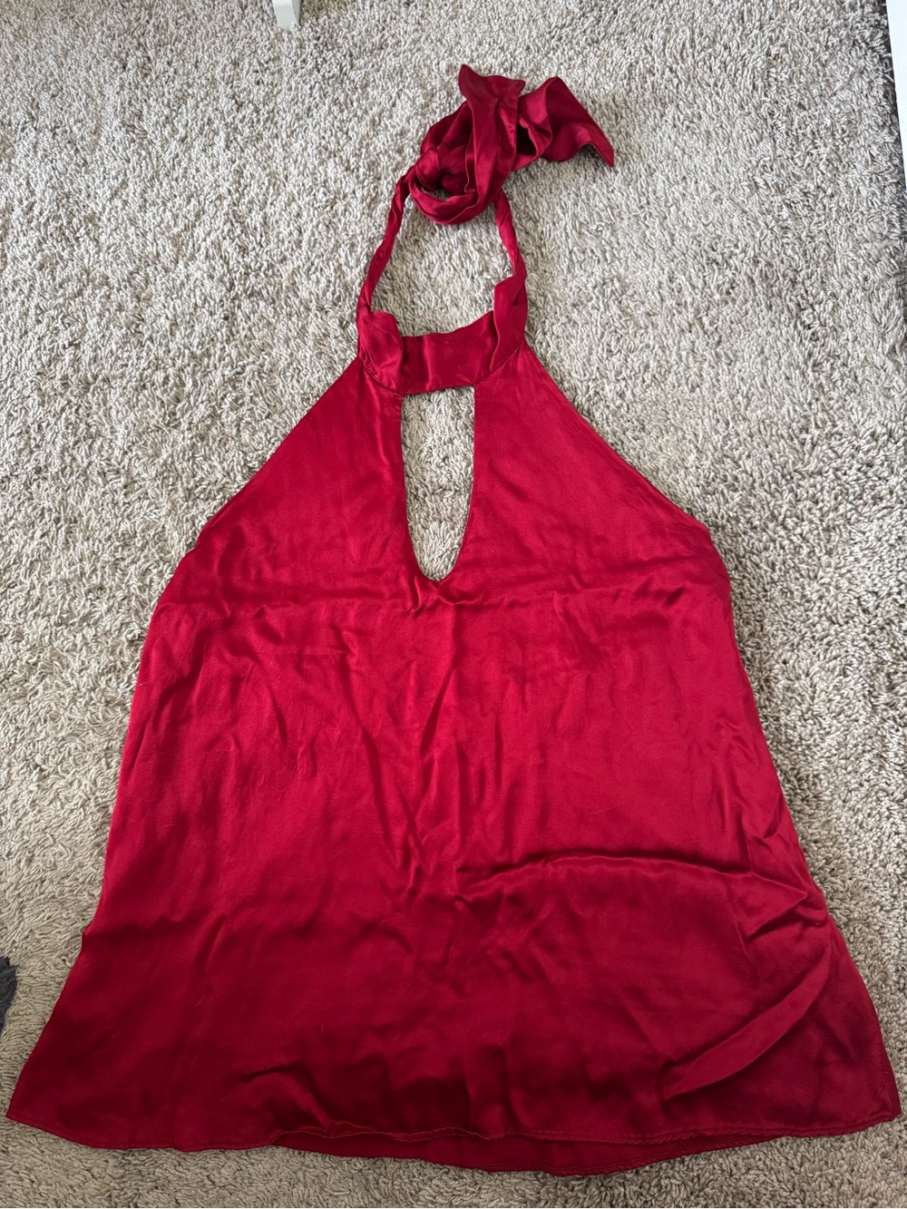 Elegant CARAMELA Red Halter Blouse